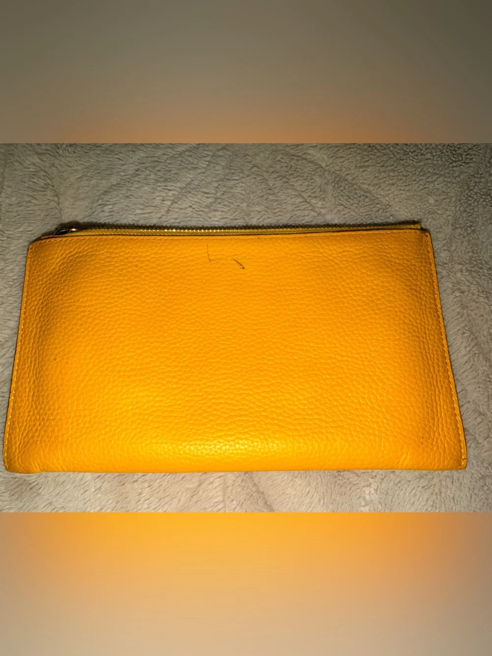 Michael Kors Jet Set Travel XL Zip Clutch Wristlet pebbled Leather Yellow GUC